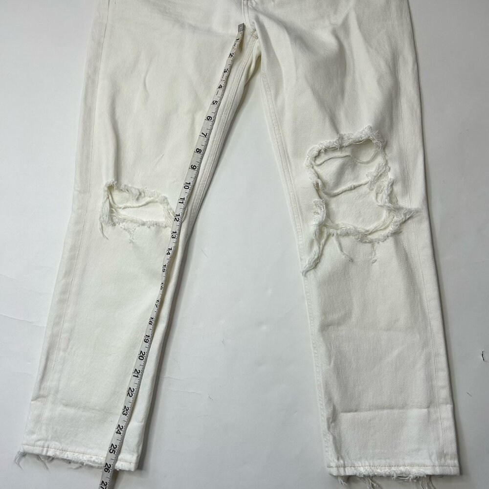 Agolde Jeans Womens Riley Size 27 White Denim Distressed High Rise Crop Designer - Picture 4 of 9